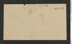 Nachlass Franz Steindachner, Notiz (29.10.1879) und Kuvert, Inv.Nr. 133.09, Seite 1